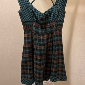 Free People Green Plaid dress